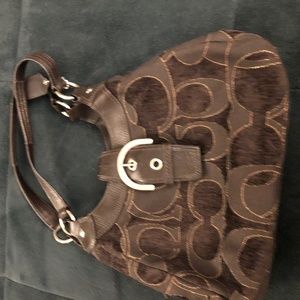 Coach brown suede bag with C logo NOT FOR SALE